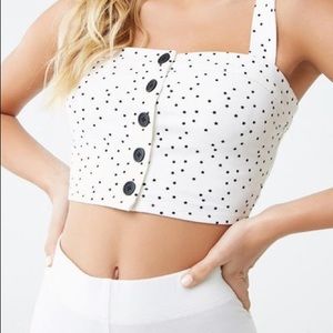 Button-front star crop top